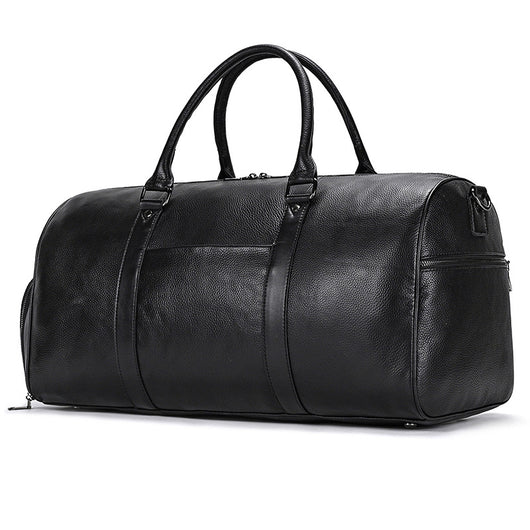Bolsa de Viaje y Gimnasio en Cuero Genuino Negro para Hombre - Image 50