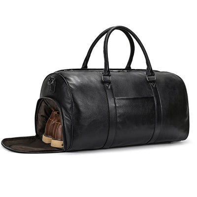 Bolsa de Viaje y Gimnasio en Cuero Genuino Negro para Hombre - Image 54