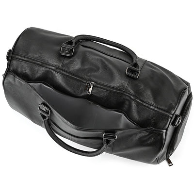 Bolsa de Viaje y Gimnasio en Cuero Genuino Negro para Hombre - Image 56