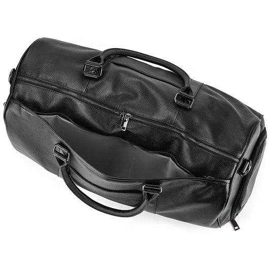 Bolsa de Viaje y Gimnasio en Cuero Genuino Negro para Hombre - Image 56