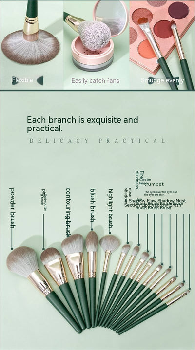 Set de 14 Brochas de Maquillaje Cloud Verde - Súper Suaves - Image 17