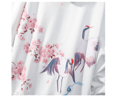Suéter Hoodie Holgado National Tide Crane - Abrigo Vintage Flor de Cerezo - Image 7
