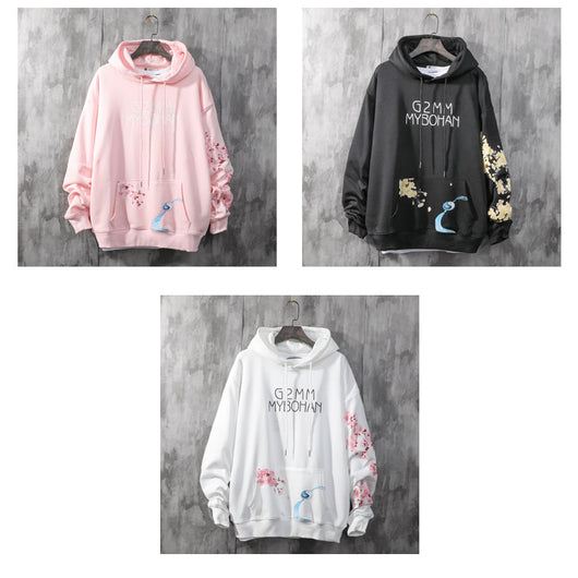 Suéter Hoodie Holgado National Tide Crane - Abrigo Vintage Flor de Cerezo - Image 11
