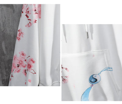 Suéter Hoodie Holgado National Tide Crane - Abrigo Vintage Flor de Cerezo - Image 12