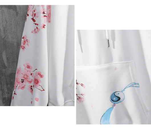 Suéter Hoodie Holgado National Tide Crane - Abrigo Vintage Flor de Cerezo - Image 12