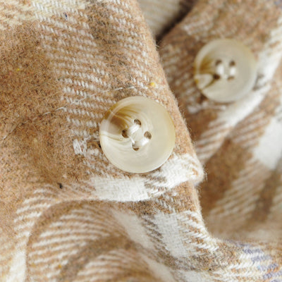 Camisa Larga Holgada a Cuadros Khaki para Mujer - Image 11
