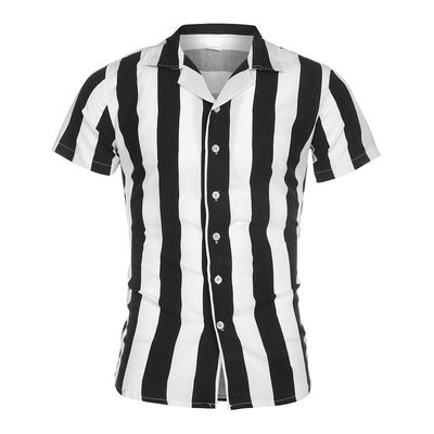 Camisa Manga Corta Algodón Mercerizado a Rayas para Hombre - Image 10
