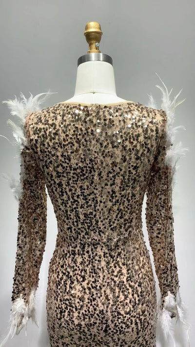 Vestido Largo de Lentejuelas Ajustado con Vendaje - Image 18
