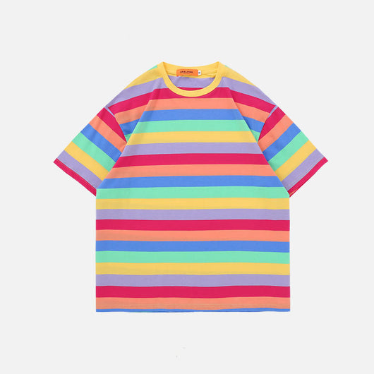 Camiseta Suelta de Rayas para Mujer - Manga Corta Verano - Image 15