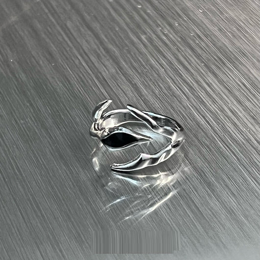 Anillo de Ónix Negro Irregular Diseño Street Tide Unisex Alta Gama - Image 7