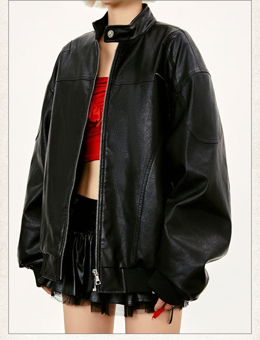Chaqueta de Cuero PU Retro Street con Remaches de Color - Image 14