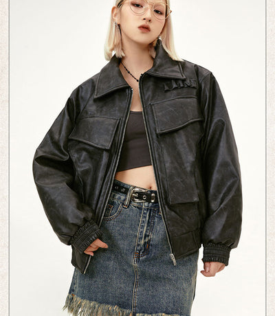 Abrigo de Cuero PU Estilo Urbano Retro con Bolsillos Grandes - Image 12