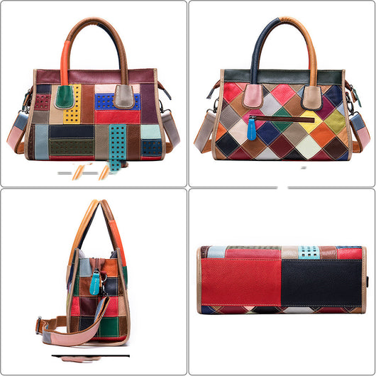 Bolso Patchwork de Cuero Genuino - Image 8
