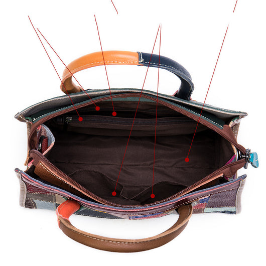 Bolso Patchwork de Cuero Genuino - Image 10