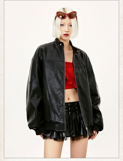 Chaqueta de Cuero PU Retro Street con Remaches de Color - Image 18