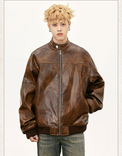 Chaqueta de Cuero PU Retro Street con Remaches de Color - Image 19