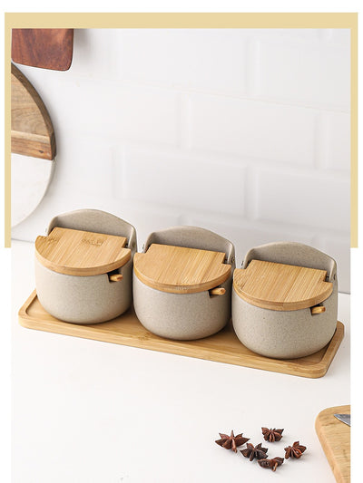 Set de 3 Recipientes de Cerámica Japonesa para Condimentos con Tapa - Image 8