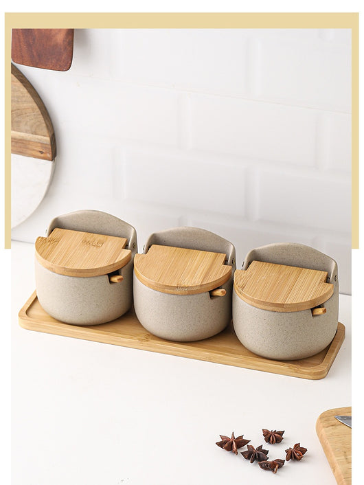 Set de 3 Recipientes de Cerámica Japonesa para Condimentos con Tapa - Image 8