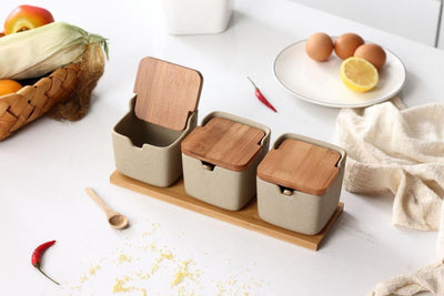 Set de 3 Recipientes de Cerámica Japonesa para Condimentos con Tapa - Image 17
