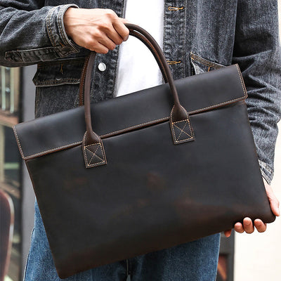 Bolso Portátil de Cuero Crazy Horse para Hombre - Image 10