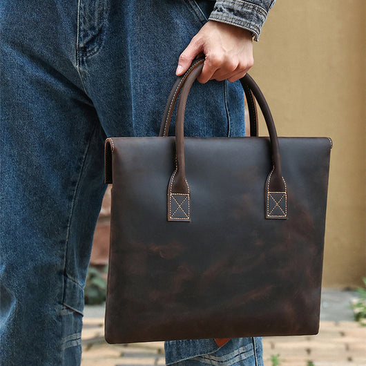 Bolso Portátil de Cuero Crazy Horse para Hombre - Image 11