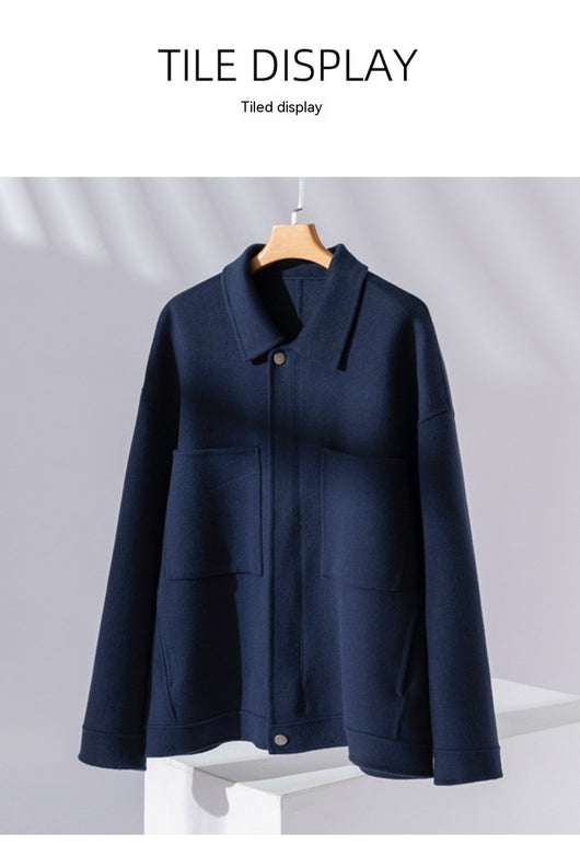 Chaqueta de Lana Doble Faz con Cierre de Solapa - Hombre Corta y Suelta - Image 28