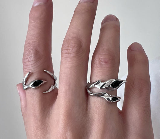 Anillo de Ónix Negro Irregular Diseño Street Tide Unisex Alta Gama - Image 15