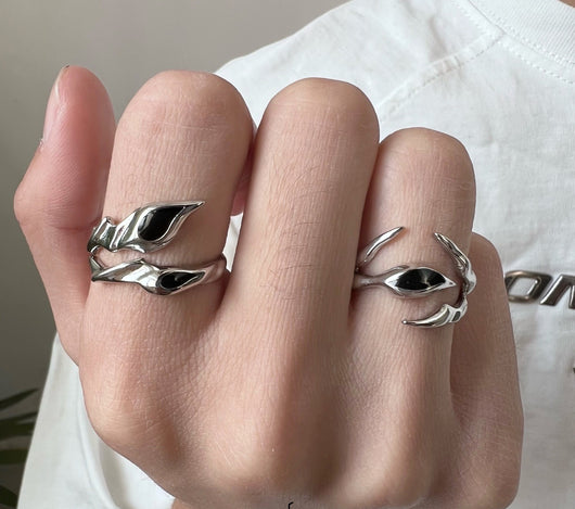 Anillo de Ónix Negro Irregular Diseño Street Tide Unisex Alta Gama - Image 16