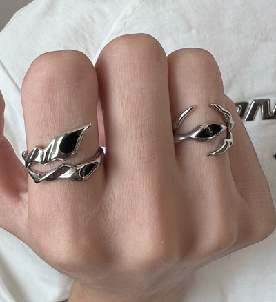 Anillo de Ónix Negro Irregular Diseño Street Tide Unisex Alta Gama - Image 18