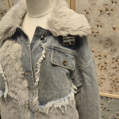 Parka Acolchado Denim con Cuello de Pelaje Ecológico para Mujer - Image 19