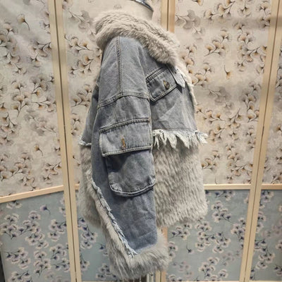 Parka Acolchado Denim con Cuello de Pelaje Ecológico para Mujer - Image 20