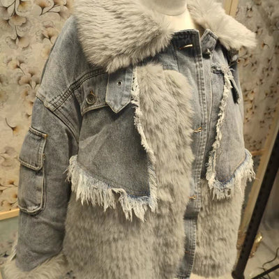 Parka Acolchado Denim con Cuello de Pelaje Ecológico para Mujer - Image 25
