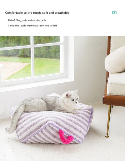 Cama Térmica para Mascotas con Diseño a Rayas - Uso Todo el Año - Image 10