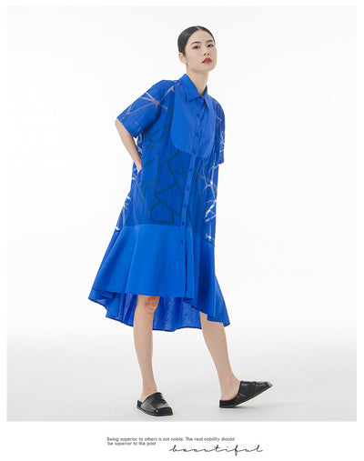 Vestido Camisero Retro Francés con Patrón Geométrico Transparente - Image 35