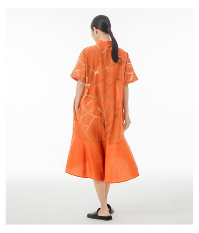 Vestido Camisero Retro Francés con Patrón Geométrico Transparente - Image 39
