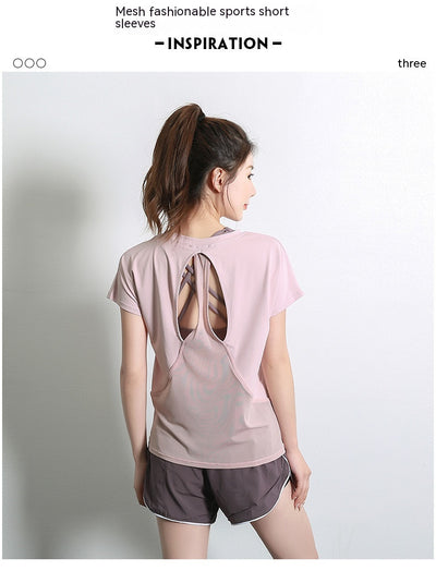 Playera Deportiva de Manga Corta Primavera Verano para Yoga y Fitness - Image 9
