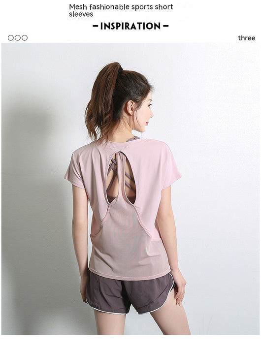 Playera Deportiva de Manga Corta Primavera Verano para Yoga y Fitness - Image 9