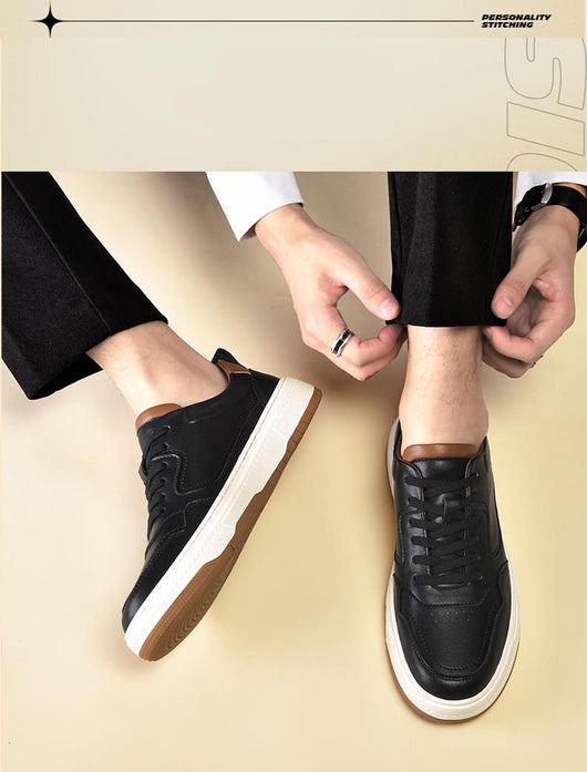 Tenis Blanco de Cuero Doble Capa para Hombre - Estilo Coreano Casual - Image 9