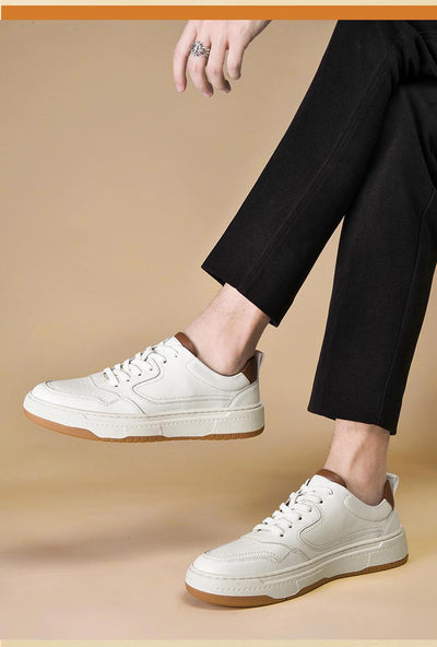Tenis Blanco de Cuero Doble Capa para Hombre - Estilo Coreano Casual - Image 10