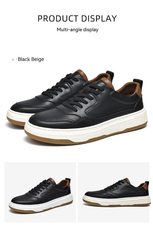 Tenis Blanco de Cuero Doble Capa para Hombre - Estilo Coreano Casual - Image 11