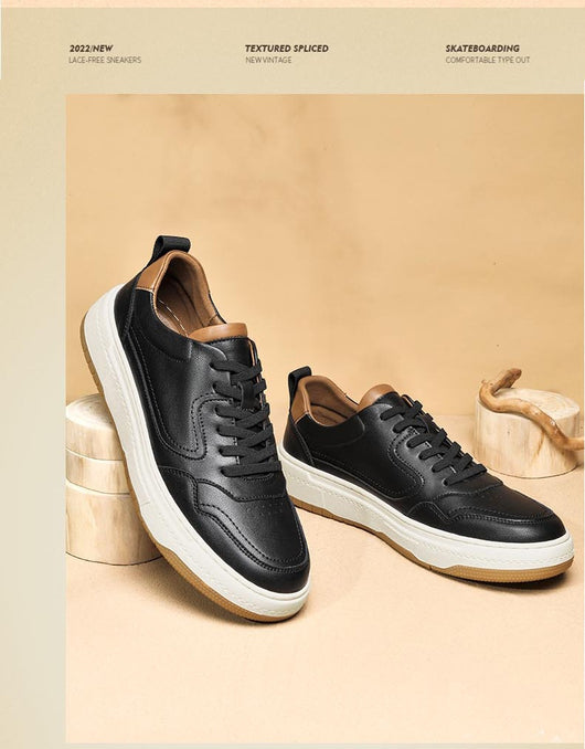 Tenis Blanco de Cuero Doble Capa para Hombre - Estilo Coreano Casual - Image 16