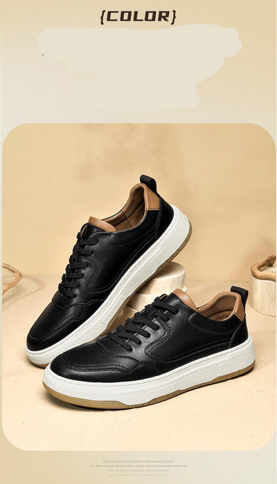 Tenis Blanco de Cuero Doble Capa para Hombre - Estilo Coreano Casual - Image 17
