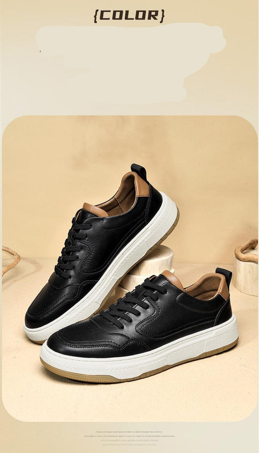 Tenis Blanco de Cuero Doble Capa para Hombre - Estilo Coreano Casual - Image 17