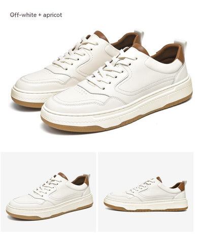 Tenis Blanco de Cuero Doble Capa para Hombre - Estilo Coreano Casual - Image 18