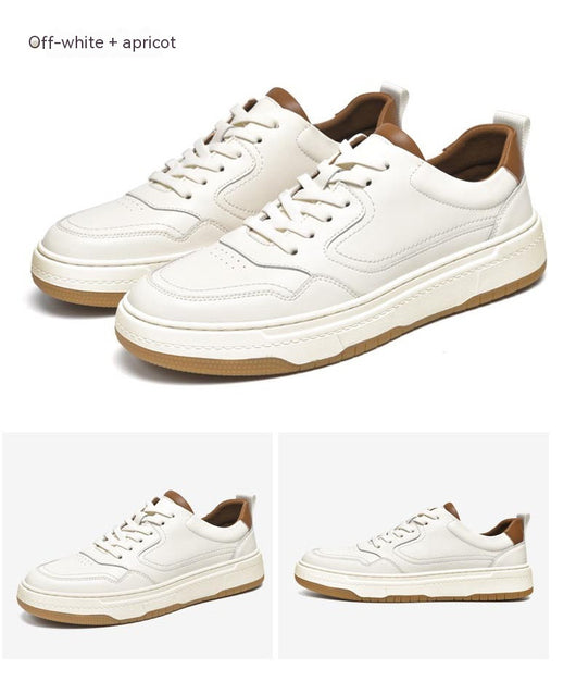 Tenis Blanco de Cuero Doble Capa para Hombre - Estilo Coreano Casual - Image 18