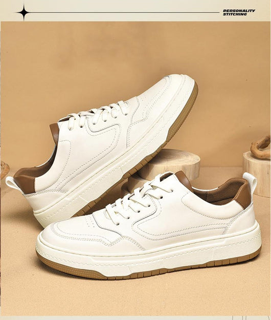 Tenis Blanco de Cuero Doble Capa para Hombre - Estilo Coreano Casual - Image 19