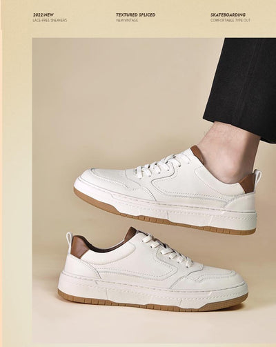 Tenis Blanco de Cuero Doble Capa para Hombre - Estilo Coreano Casual - Image 20