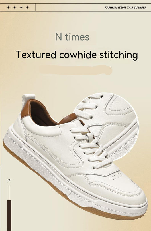 Tenis Blanco de Cuero Doble Capa para Hombre - Estilo Coreano Casual - Image 21