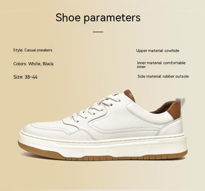 Tenis Blanco de Cuero Doble Capa para Hombre - Estilo Coreano Casual - Image 23