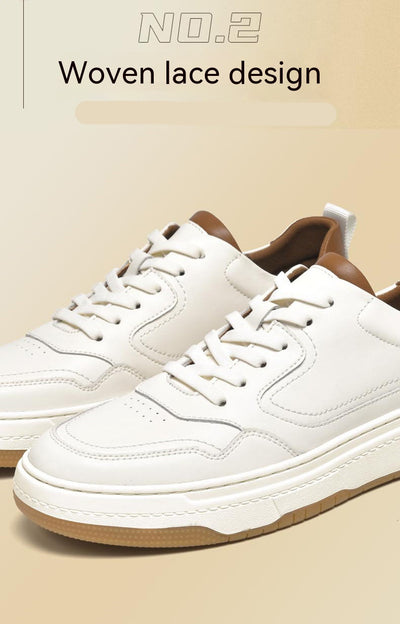 Tenis Blanco de Cuero Doble Capa para Hombre - Estilo Coreano Casual - Image 24